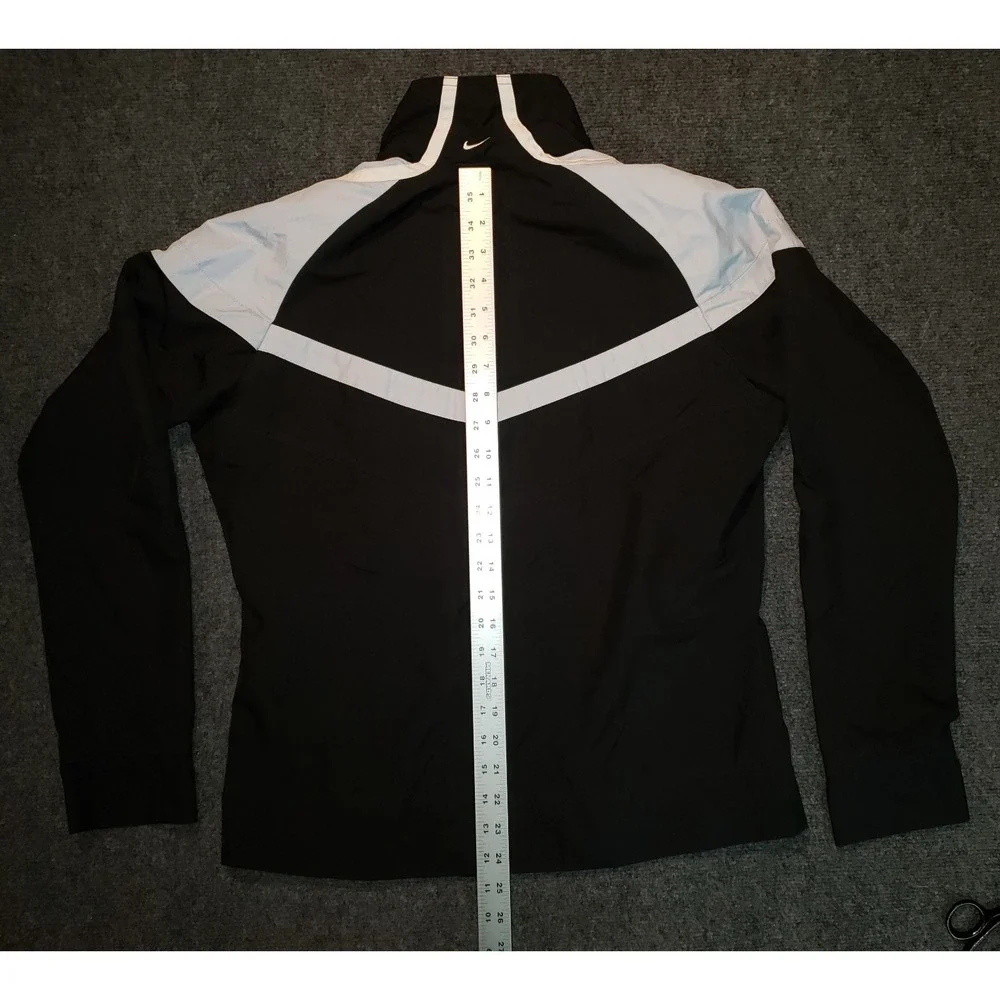 Nike Jacket Womens Large Black White Mock Neck Full Zip Track Windbreaker